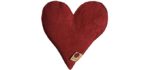 Hot Cherry Heart-Shaped Red Denim Pillow in Pie Box