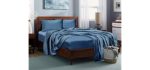 LINENWALAS 100% Tencel Lyocell Bed Sheets Set 4PC- Softest Cooling Eucalyptus Sheets in Gift Bag (King, Bahamas Blue)