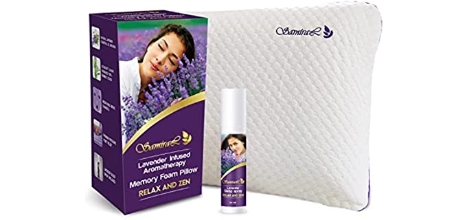 Lavender Infused Aromatherapy Memory Foam Pillow for Sleeping, Relax and Zen Pillow, Foam Pillow, Memory Pillow Infused with Lavender Essential Oil, Firm Pillow, Sleeping Pillow, by SamiraL