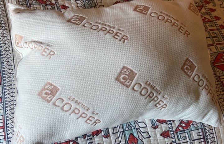 Having the comfortable copper-infused pillow and pillowcase from Essence of Copper