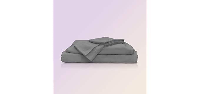 Sheets & Giggles 100% Eucalyptus Lyocell Sheet Set. Our All-Season Eucalyptus Sheets are Responsibly Made, Naturally Cooling, Super Soft, Moisture-Wicking, Chemical-Free- Queen, Grey