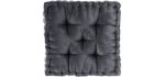 Intelligent Design Azza Floor Pillow Square Pouf Chenille Tufted with Scalloped Edge Design Hypoallergenic Bench/Chair Cushion, 20