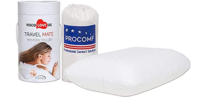 ProComf Travel and Camping Mate/Baby/Kid's/Teen's/Adult's Memory Foam Pillow (White)