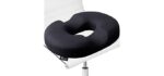 Donut Pillow Hemorrhoid Tailbone Cushion – Medium Black Seat Cushion Pain Relief for Coccyx, Prostate, Sciatica, Pelvic Floor, Pressure Sores, Pregnancy, Perineal Surgery, Postpartum Recovery
