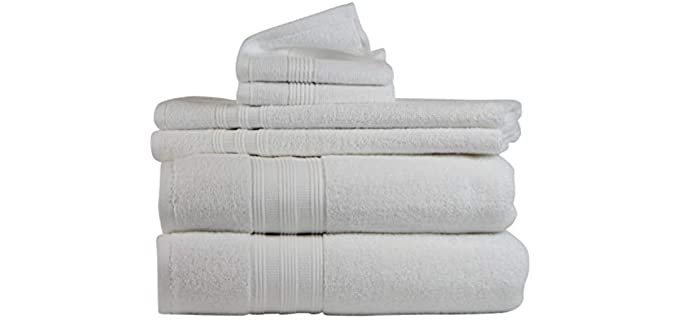 Freshee 100% Cotton 6 Piece Solid White Bath Set with Antimicrobial Odor Protection