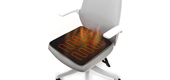 MAXCOM Foldable Heated Seat Cushion for Hips, Heating Chair Pad, 3 Temperature Settings with USB Port, Light & Portable - Office/ Home Use