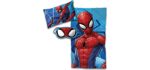Marvel Spiderman 3 Piece Sleepover Set - Cozy & Warm Kids Slumber Bag with Pillow & Eye Mask (Official Marvel Product)