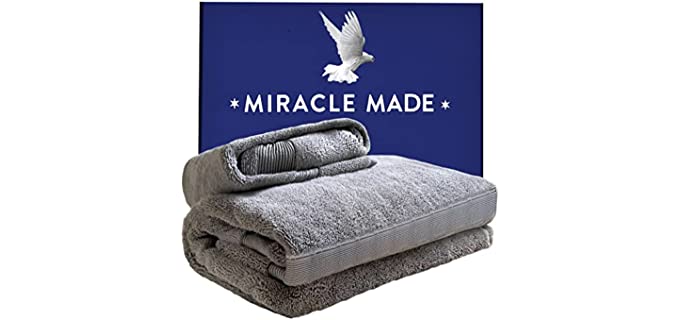 Miracle Made Bath Towel - Stone - Premium 100% USA-Grown Supima Cotton Washcloths for Bathroom with Natural Silver Ultra Soft Plush Fade Resistant Highly Absorbent Quick Drying