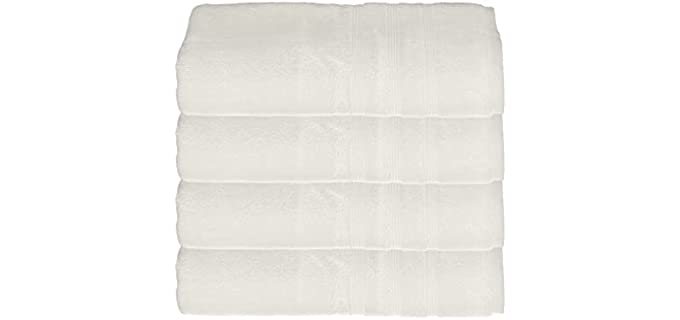 Mosobam 700 GSM Hotel Luxury Bamboo-Cotton, Bath Towels 30X58, White, Set of 4, Oversized Turkish Towels