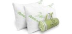 Bamboo Pillows Queen Size Set of 2 Shredded Memory Foam for Sleeping - Ultra Soft, Cool & Breathable Cover w/ Zipper Closure - Relieves Neck Pain, Snoring, Helps w/ Asthma - Back/Stomach/Side Sleeper
