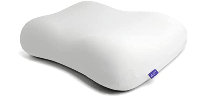 Cushion Lab Deep Sleep Pillow, Patented Ergonomic Contour Design for Side & Back Sleepers, Orthopedic Cervical Shape Gently Cradles Head & Provides Neck Support & Shoulder Pain Relief - Calm Grey