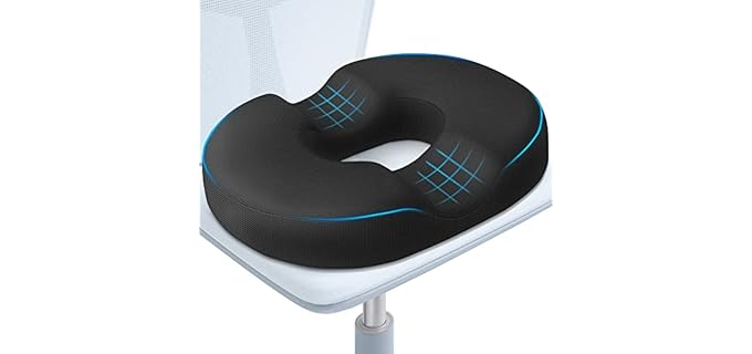 BlissTrends Donut Pillow Seat Cushion,Donut Chair Cushions for Postpartum Pregnancy & Hemorrhoids,Tailbone Pain Relief Cushion,Memory Foam Lifting Cushions for Office&Home Chairs (Black)