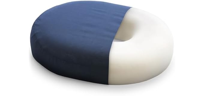 DMI Seat Cushion Donut Pillow and Chair Pillow for Tailbone Pain Relief, Hemorrhoids, Prostate, Pregnancy, Post Natal, Pressure Relief and Surgery, 18 x 15 x 3, Navy