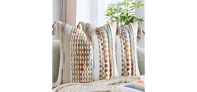 AmHoo Chenille Striped Soft Washable Pillowcase