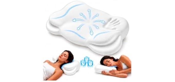 Ciawlro Cloud Align Cooling Contoured Memory Foam Pillow