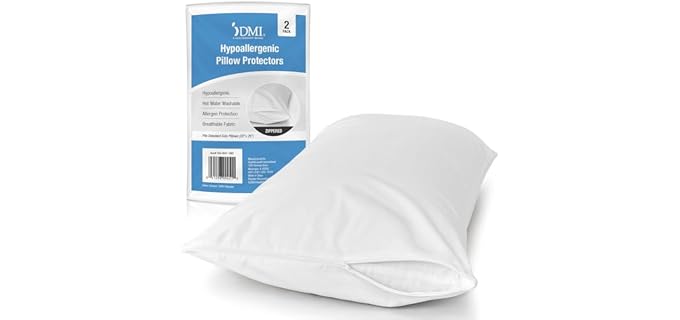 DMI Classic - Zippered Pillow Protectors, Set of 2 DMI Classic Washable Hypoallergenic Pillowcase