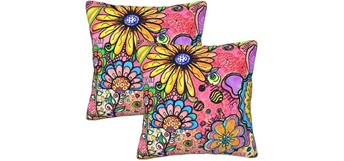 Fiokroo Hippie Art Flower Pillowcase