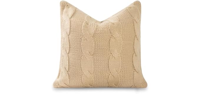 Hofdeco Merino Wool Cable Knit Pillow Cover