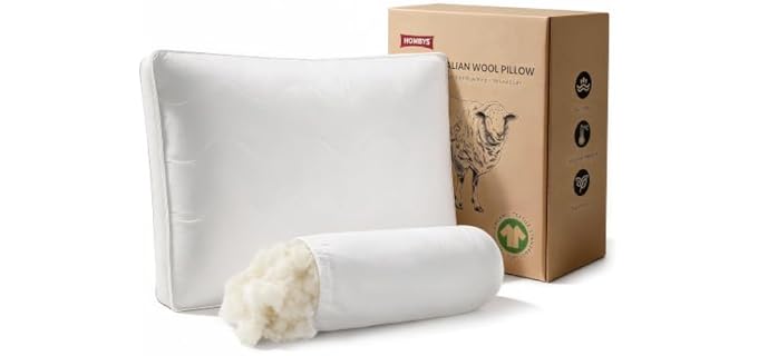 Hombys Natural Soft Washable Adjustable Wool Pillow