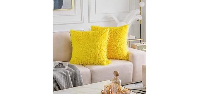 Home Brilliant Yellow Fur - Washable Pillow Cover Home Brilliant Yellow Fur Washable Pillow Cover