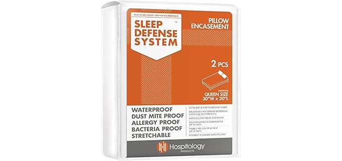 Hospitology Products Encasement- Zippered - Zippered Waterproof Pillow Encasements, Queen Hospitology Products Encasement- Zippered Soft Washable Hypoallergenic Pillow Pr
