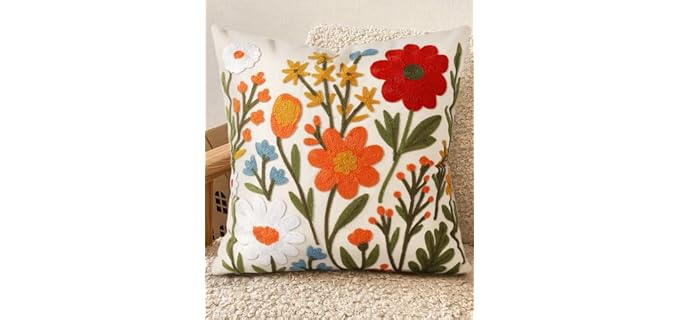 Kokaaee Embroidered Throw Soft Pillow Cover