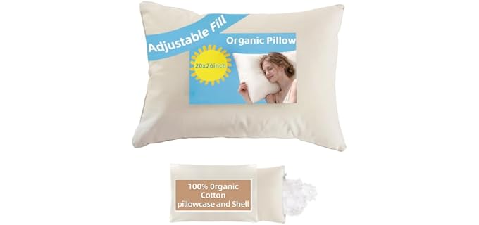 LOFE Organic Travel Washable Hypoallergenic Adjustable Pillow