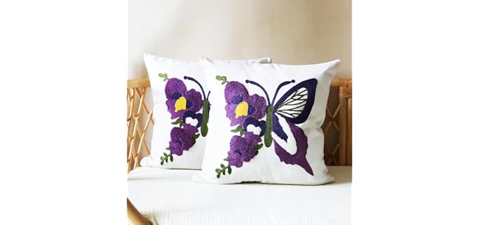 Leebright Embroidered Throw Soft Washable Contoured Pillow Cover