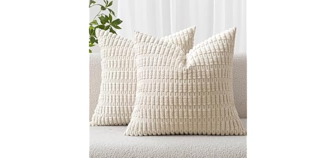 Miulee Corduroy Decorative Soft Washable Pillow Cover