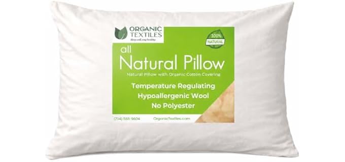 Organic Textiles Natural Hypoallergenic Adjustable Wool Pillow