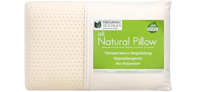 Organic Textiles Natural Firm Plush Washable Latex Pillow