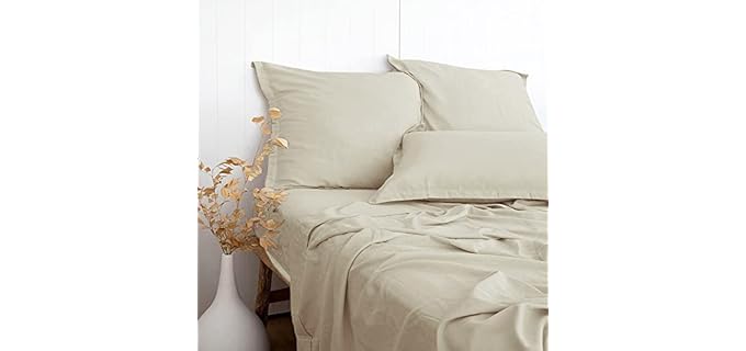 Pandatex Beige Linen-Textured Soft Washable Sheet Set