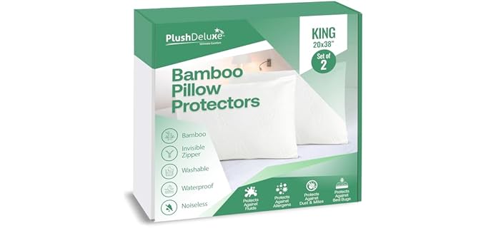 PlushDeluxe Waterproof Plush Washable Hypoallergenic Pillow Protector