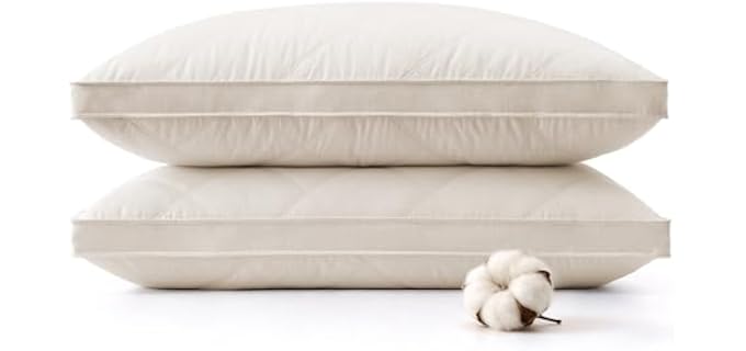 Puredown Feathers Gusseted Firm Washable Goose Down Pillow