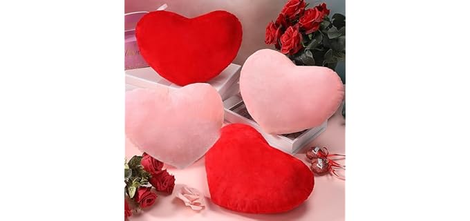 Queekay Valentine Heart Soft Plush Long Pillow