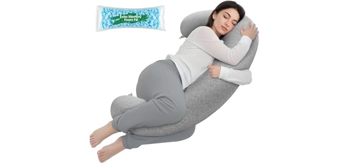 TranquilRelax C Shaped Body Shredded Memory Foam Body Pillow