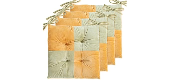 WONDER MIRACLE 4 in 1 Pack Chair Pads | Seat Cushion，Machine Wash & Dryer Friendly (F-Mix Color 16
